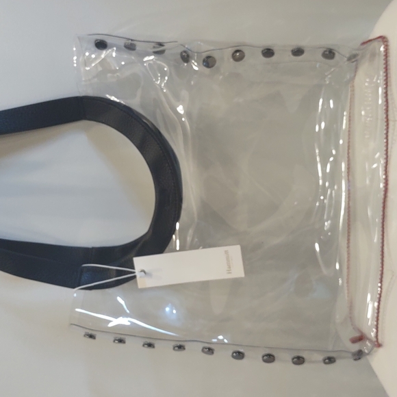 HAMMITT Clear plastic stadium work tote black leather Perry New Shoulder Purse